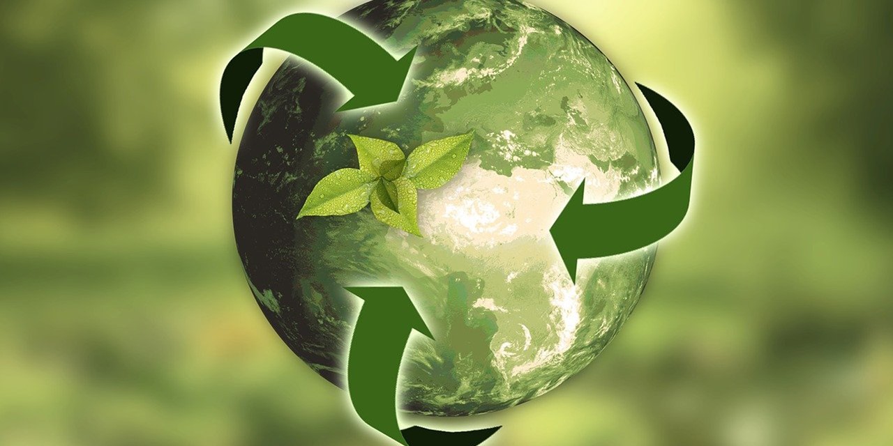 Aarde met teken recycling
