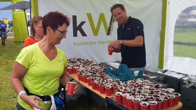 KWB deelt bessen uit voor de wandelaars op Vierdaagse Nijmegen