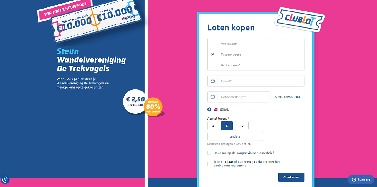 Clubloterij Pagina Trekvogels Onaangepast