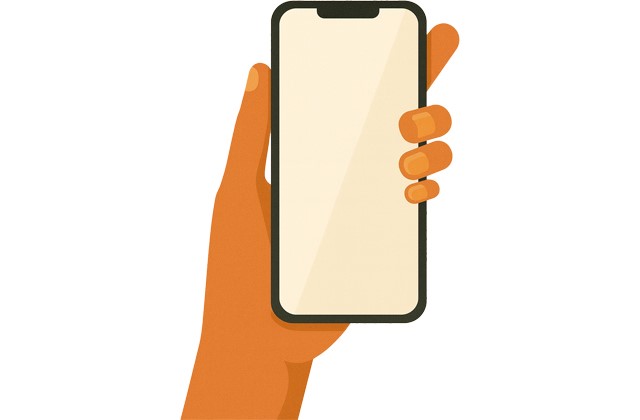 Illustratie van een hand met een telefoon