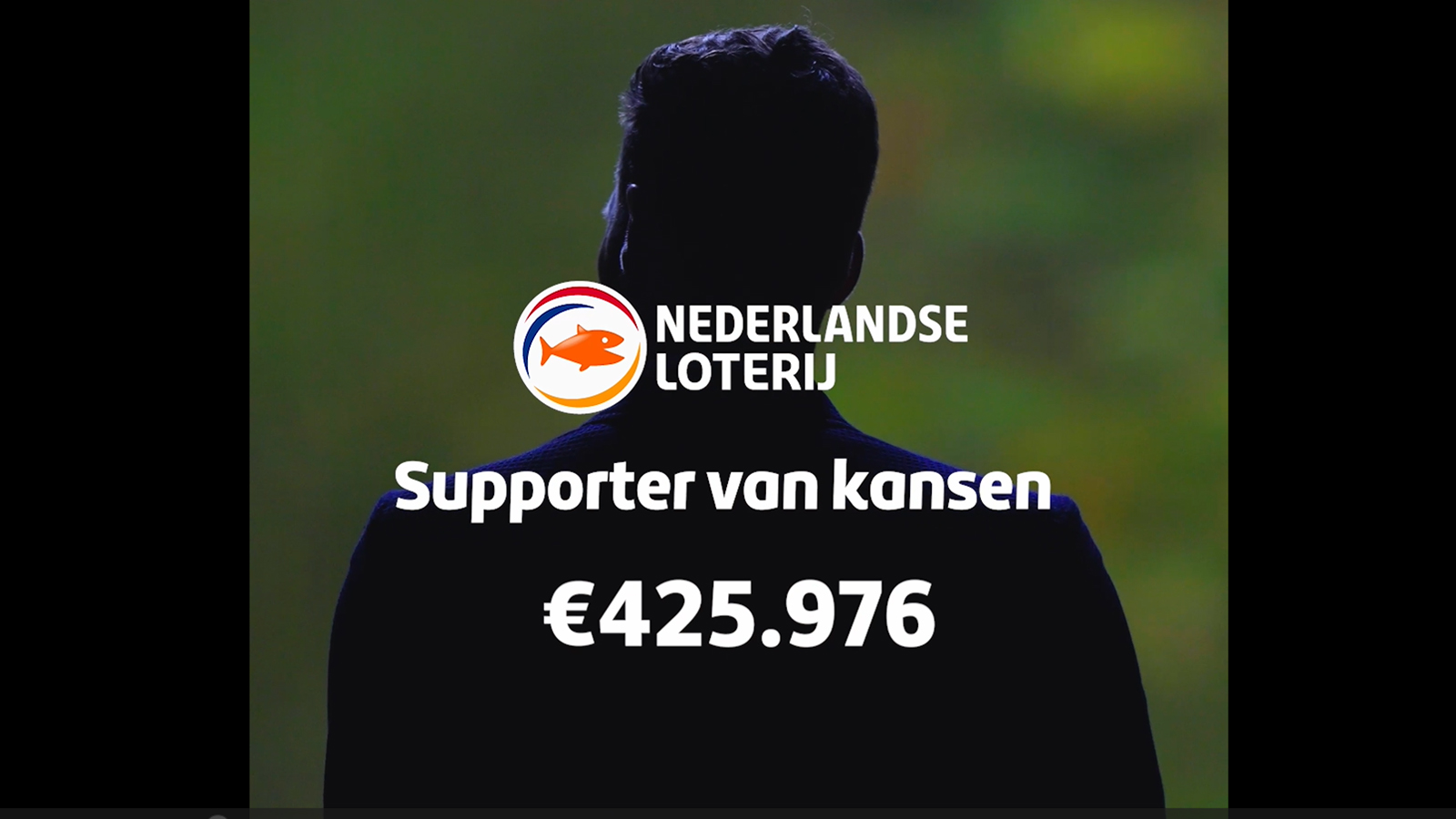 Silhouet met logo Nederlandse Loterij en bedrag