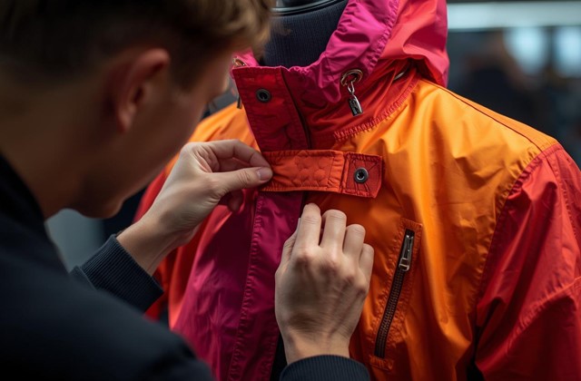 Man die regenjas repareert