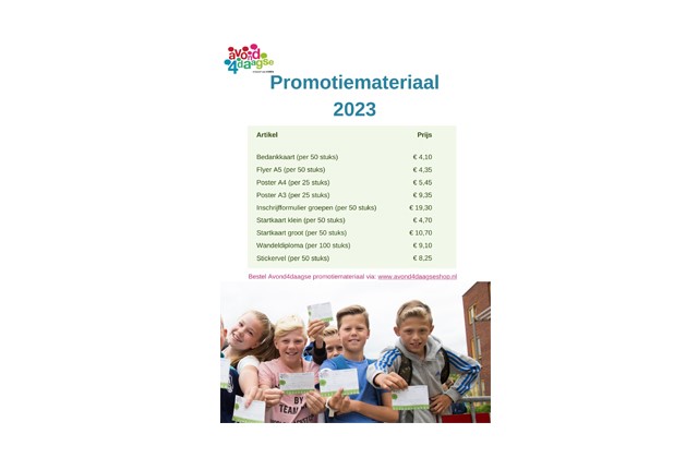 Prijslijst Promotiemateriaal 2023 Klein