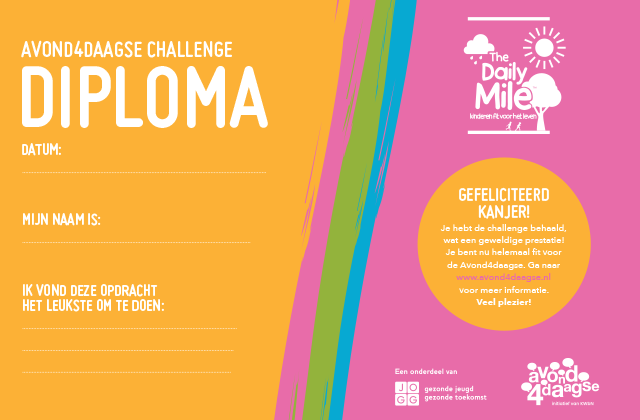 Diploma The Daily Mile Avond4daagse Challenge
